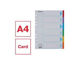 Tabbladen Esselte Standaard A4 6-delig karton 11-rings met voorblad assorti