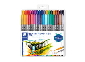 Kleurstift Staedtler 3200 dubbele punt fijn en ultrafijn assorti 36st