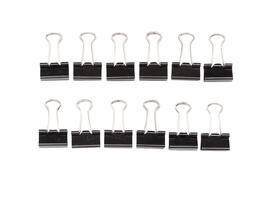Papierklem MAUL foldback 215 19mm zwart 12 stuks