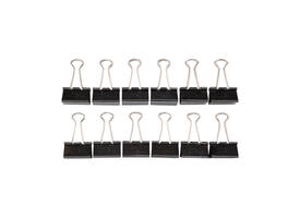 Papierklem MAUL foldback 215 13mm zwart 12 stuks