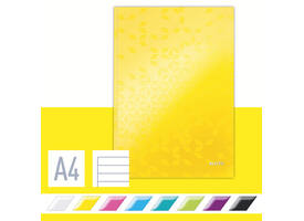 Notitieboek Leitz WOW A4 160blz 90gr lijn geel