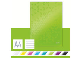 Notitieboek Leitz WOW A4 160blz 90gr lijn groen