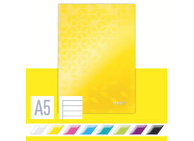 Notitieboek Leitz WOW A5 160blz 90gr lijn geel