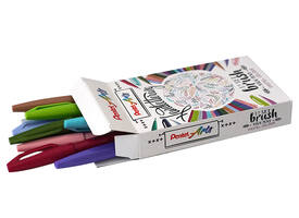 Brushpen Pentel Sign SES15C pastel assorti 12 stuks