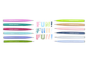 Brushpen Pentel Sign SES15C pastel assorti 12 stuks