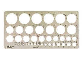 Cirkelsjabloon Linex 39 cirkels met inktvoetjes 1-35mm grijs