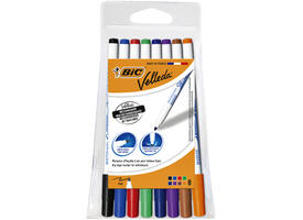 Whiteboardmarker Bic Velleda 1721 rond fijn assorti blister à 8 stuks