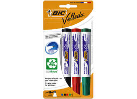 Whiteboardmarker Bic Velleda 1704 rond large assorti blister à 4 stuks