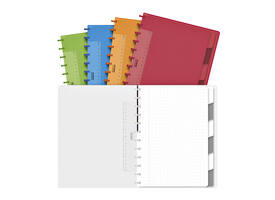 Schrift Adoc A4 ruit 5x5mm 144 pagina's 90gr met 6 tabbladen assorti