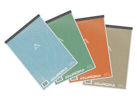 Schrijfblok Aurora A4 lijn 100 vellen 60gr assorti
