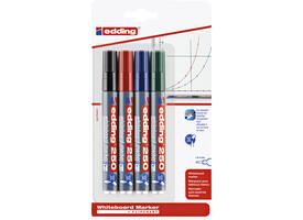 Whiteboardmarker edding 250 rond 1.5-3mm assorti blister à 4 stuks