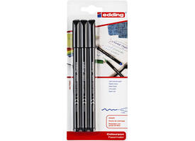 Fineliner edding 1200 001 fijn zwart blister à 3 stuks