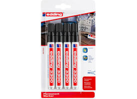 Viltstift edding 3300 schuin 1-5mm zwart blister à 4 stuks