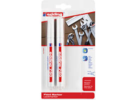 Paintmarker edding 750 op oliebasis 2-4mm wit blister à 2 stuks