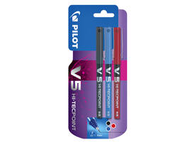 Rollerpen PILOT V5 fijn assorti blister à 3 stuks
