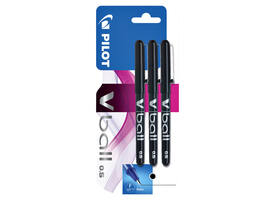 Rollerpen PILOT V-Ball 05 fijn zwart blister à 3 stuks