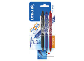 Rollerpen PILOT friXion clicker medium assorti blister à 3 stuks