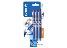 Rollerpen PILOT friXion clicker medium blauw blister à 3 stuks