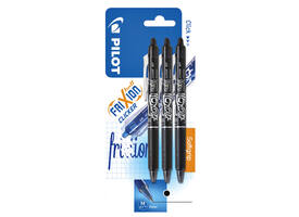 Rollerpen PILOT friXion clicker medium zwart blister à 3 stuks