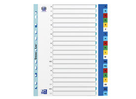 Tabbladen Oxford A4+ 11-gaats 20-delig A-Z PP kleur