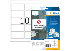 Etiket HERMA 4349 A4 96x50.8mm verwijderbaar wit 250 stuks