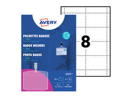 Badge Avery met clip 4822 60x90mm 25 stuks + 32 insteekkaarten