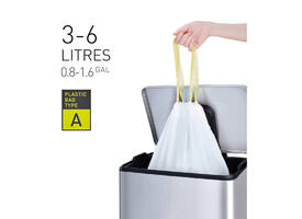 Afvalzak EKO MDPE type A met trekband 35x40cm 3-6L wit rol à 30 stuks