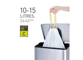 Afvalzak EKO MDPE type C met trekband 45x50cm 10-15L wit rol à 20 stuks