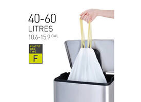 Afvalzak EKO MDPE type F met trekband 64x75cm 40-60L wit rol à 12 stuks
