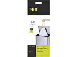 Afvalzak EKO MDPE type D met trekband 55x55cm 18-21L wit rol à 20 stuks