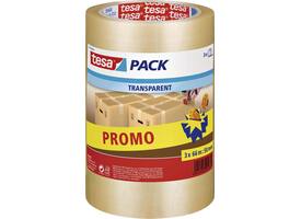 Verpakkingstape tesapack® 66mx50mm transparant promopack 3 rollen
