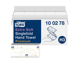 Handdoek Tork H3 Premium singlefold 2-laags 226x230mm 15x200 vel wit 100278