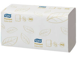 Handdoek Tork H3 Premium singlefold 2-laags 226x230mm 15x200 vel wit 100278