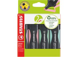 Markeerstift STABILO GREEN BOSS 6070/4 pastel assorti etui à 4 stuks