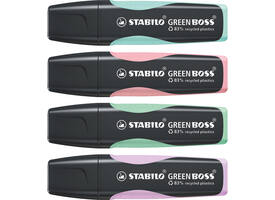 Markeerstift STABILO GREEN BOSS 6070/4 pastel assorti etui à 4 stuks