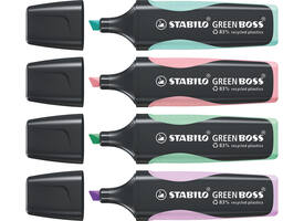 Markeerstift STABILO GREEN BOSS 6070/4 pastel assorti etui à 4 stuks