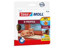 Tochtstrip tesamoll® D-profiel rubber 6mx9mm bruin