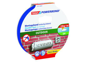 Montagetape tesa® Powerbond Outdoor dubbelzijdig 5mx19mm transparant