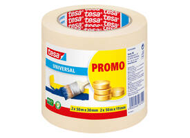 Afplaktape tesa® Economy 2x 50mx30mm, 2x 50mx19mm promopack