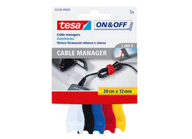 Kabelmanager tesa® On & Off 12mmx20cm diverse kleuren 5 stuks