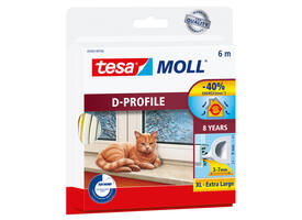 Tochtstrip tesamoll® D-profiel rubber 6mx7mm wit