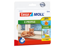 Tochtstrip tesamoll® E-profiel zelfklevend rubber 6mx9mm wit