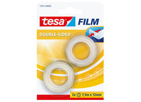Tape tesafilm® dubbelzijdig 7.5mx12mm transparant 2 rollen