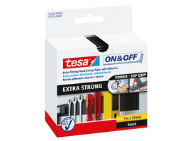 Klittenband tesa® On & Off  1mx50mm zelfklevend zwart