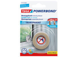 Montagetape tesa® Powerbond dubbelzijdig 1,5mx19mm transparant