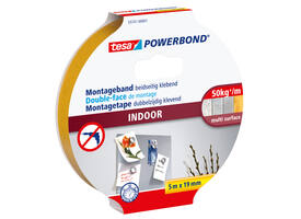 Montagetape tesa® Powerbond Indoor dubbelzijdig 5mx19mm wit