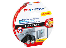 Montagetape tesa® Powerbond Ultra strong dubbelzijdig 5mx19mm wit