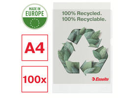 Insteekmap L-model Esselte A4 100% gerecycled 0.10mm transparant 100 stuks