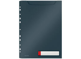 Insteekmap U-model Leitz Cosy harmonica A4 met perforatiestrip PP grijs