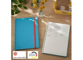 Notitieboek Leitz Cosy B5 160blz 100gr spiraal lijn blauw